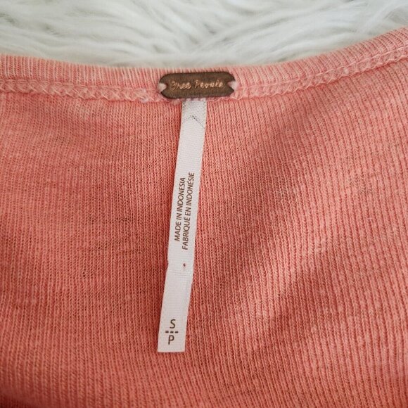 Free‎ People Boho Top size SMALL Girl Talk Sunny Peach ruffled layered Pink - Picture 3 of 10
